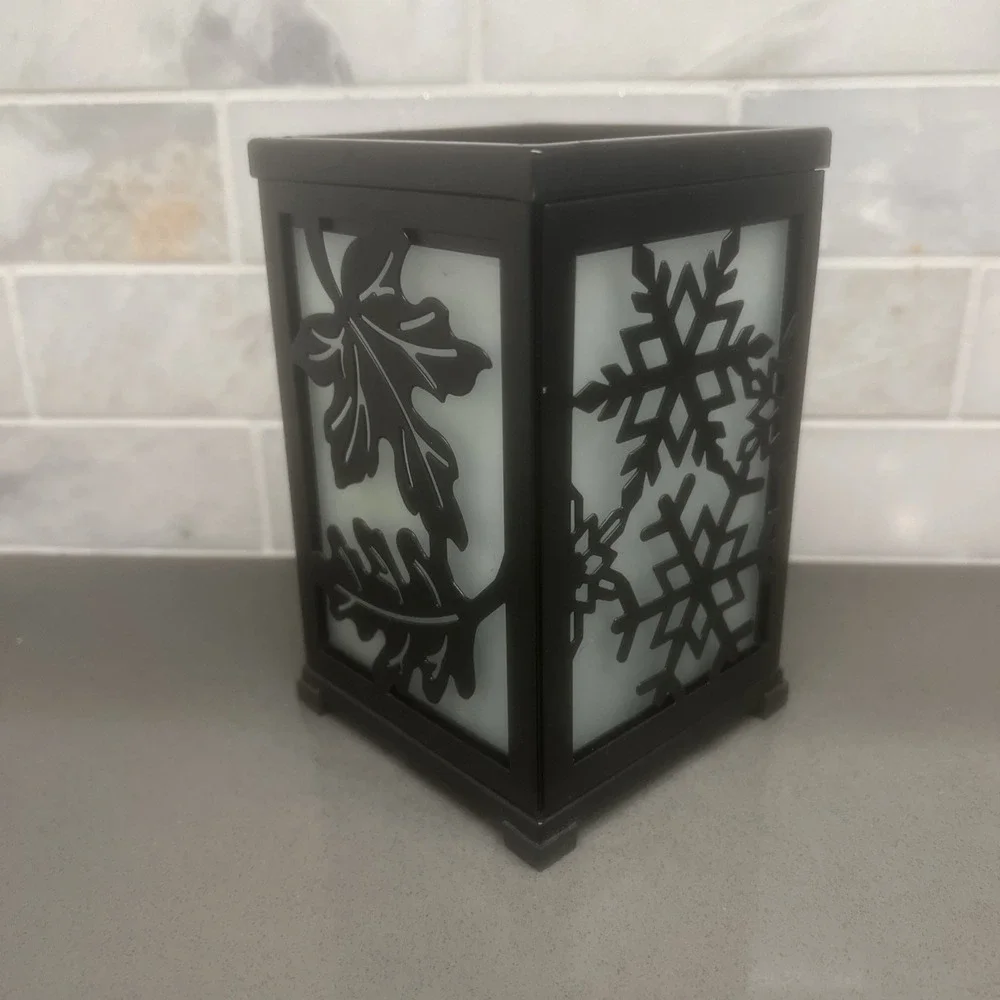 Partylite Votive Candle Holder Black Metal Snowflake See Through Christmas
